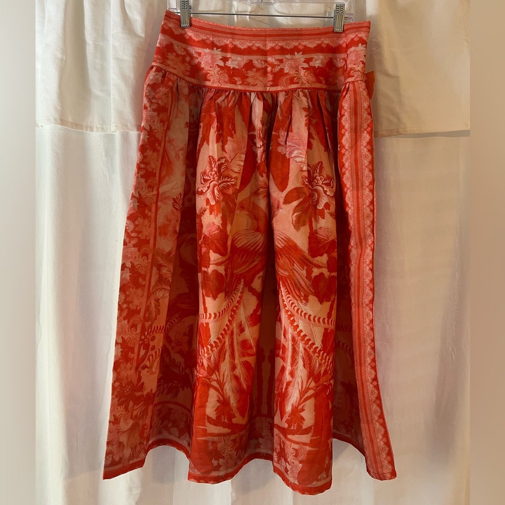 Red Floral Midi Skirt